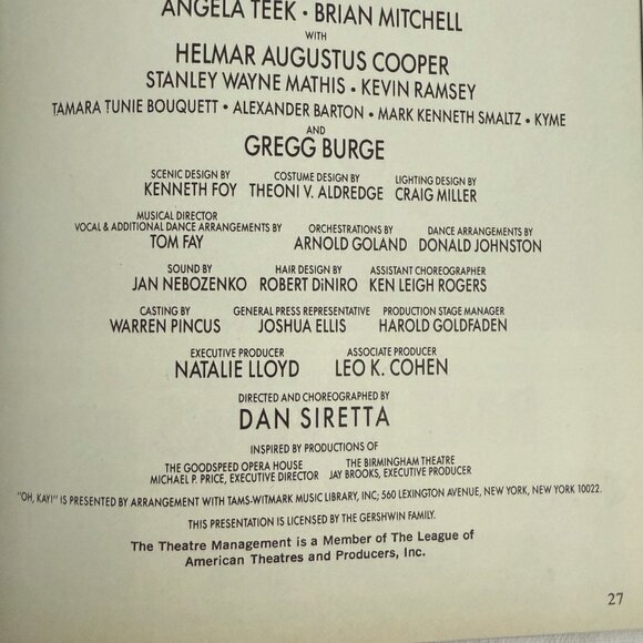 Oh Kay Playbill 1990 Richard Rodgers Theatre Broadway Musical George Gershwin - Picture 9 of 15